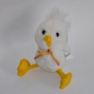 White Chick Plush Small 5" Stuffed Animal Toy Duck Easter Main Joy Yellow Ribbon